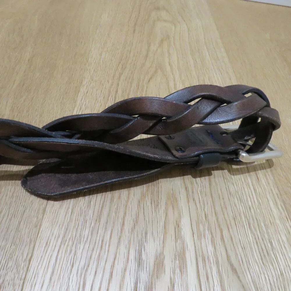 PHANTASMAGORIA LEATHER Dylan Braided Leather Belt in Dark Brown Western Size 38
